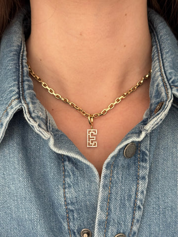 Mini Diamond Outline Initial Charm