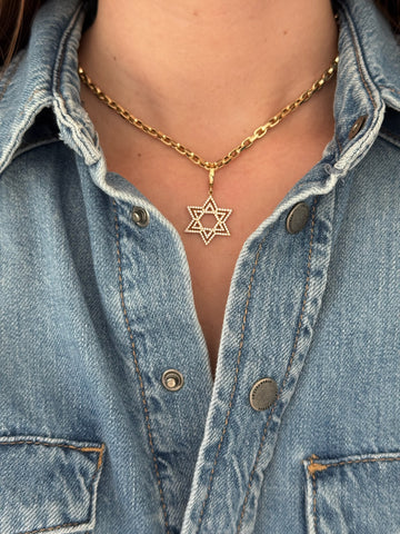 Diamond Outline Star of David Charm