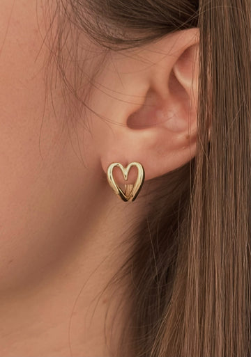 Mini Open Heart Huggie Earrings