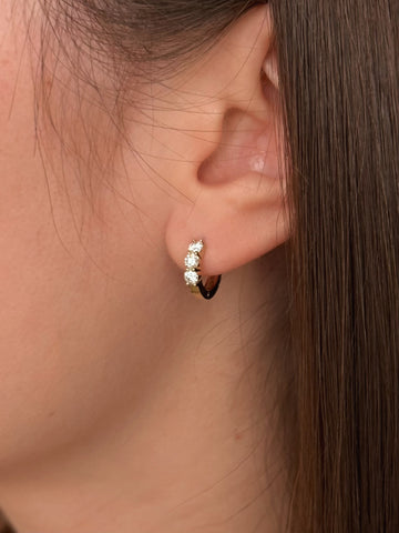 3 Diamond Huggie Earrings