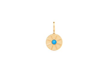 Turquoise Stone With Gold Rays Disc Charm