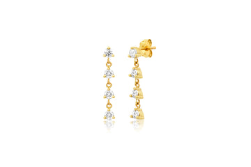 4 Diamond Dangle Stud Earrings