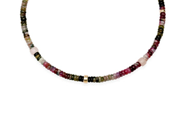 Tourmaline and Pink Jade Beaded Necklace