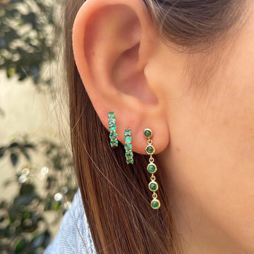 5 Emerald Bezel Drop Earrings