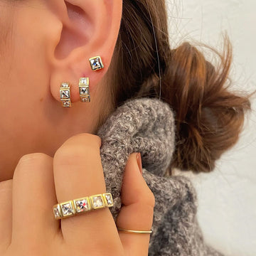 Princess Cut Diamond Huggie Earrings