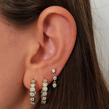 3 Diamond Dangle Stud Earrings