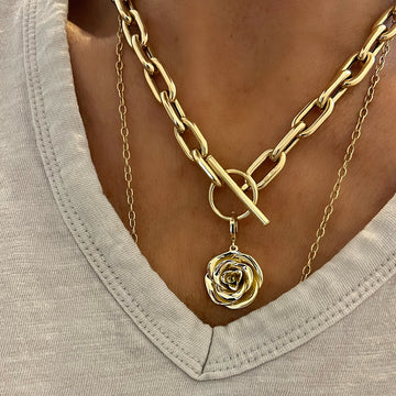 Large Open Link Lariat Necklace