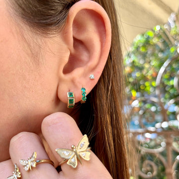 3 Emerald Huggie Earrings