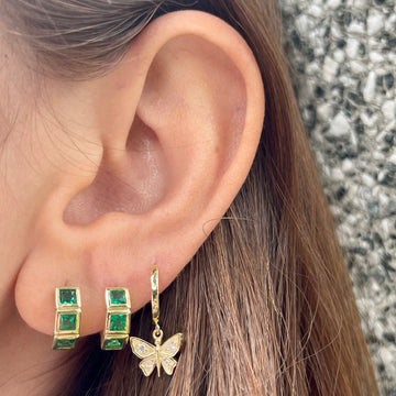 3 Colombian Emerald Huggie Earrings