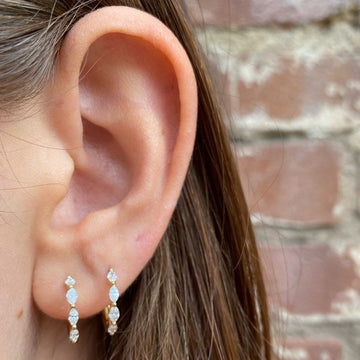 4 Marquise Diamond Huggie Earrings