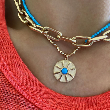 turquoise-stone-with-gold-ray-disc-charm-yellow-gold-shylee-rose-jewelry