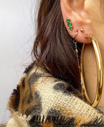 3 Emerald Stud Earrings