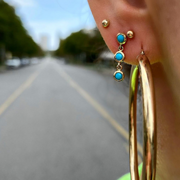 3 Turquoise Bezel Drop Earrings