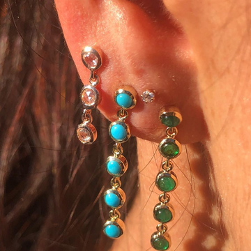 3 Diamond Bezel Drop Earrings