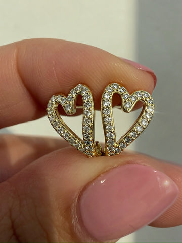Mini Diamond Open Heart Huggie Earrings