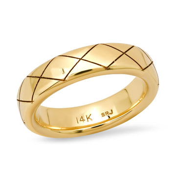 Etched Gold Band Ring