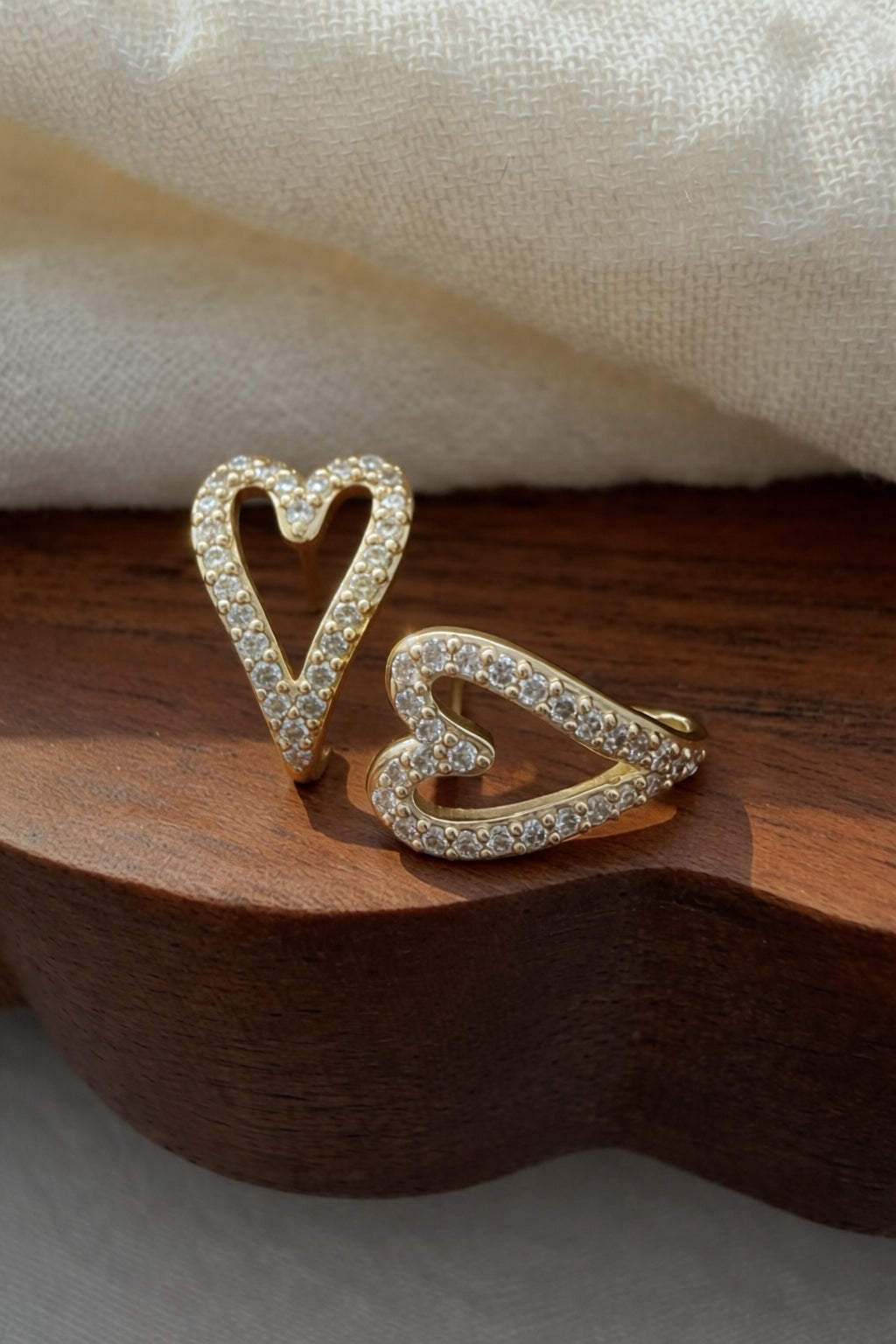 Mini Diamond Open Heart Huggie Earrings