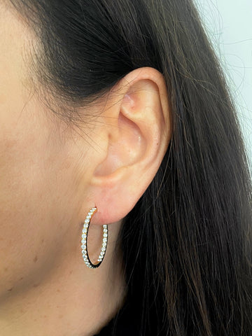 1" Full Cut Diamond Hoop Earrings