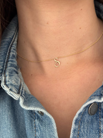Mini Script Initial Necklace