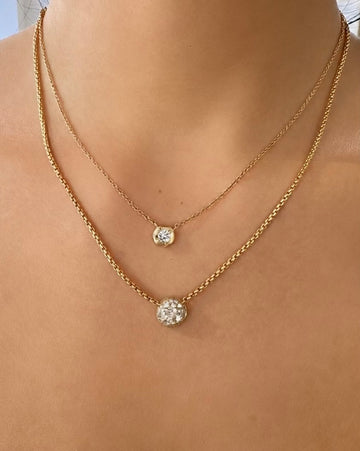 Mixed Diamond Round Pave Necklace
