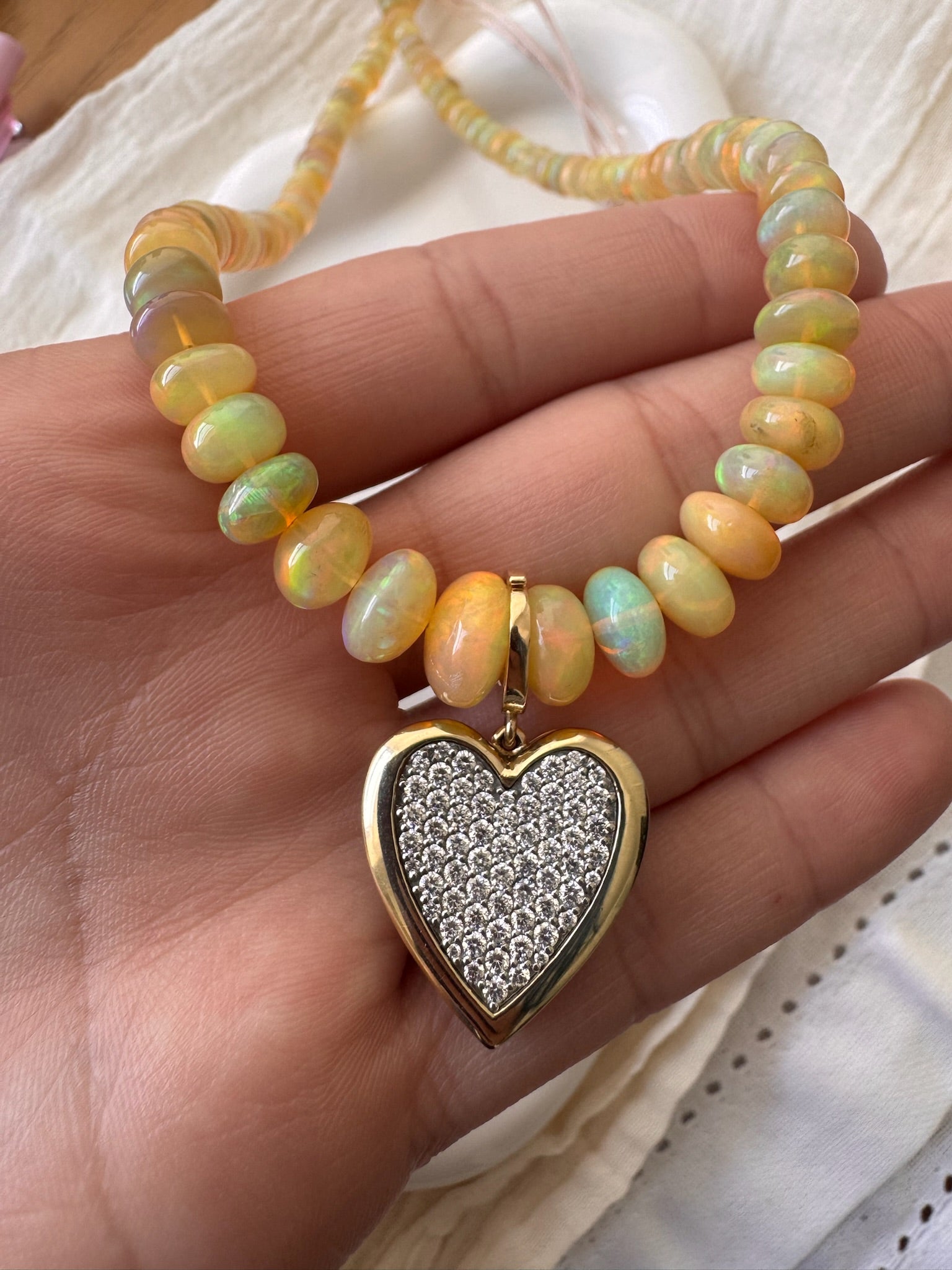 Large Diamond Mixed Pave Heart Charm