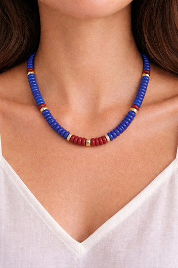 Jade, Rainbow Jasper, 14k Gold Diamond Heishi Beaded Necklace