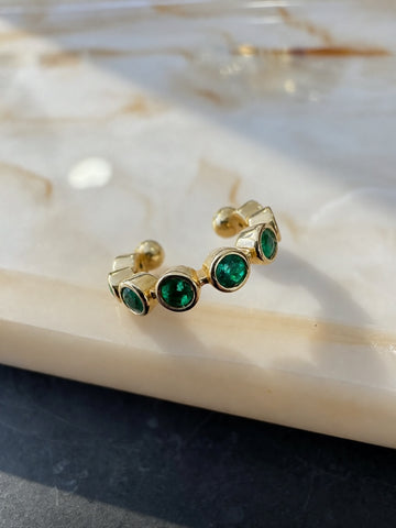 Emerald Bezel Ear Cuff