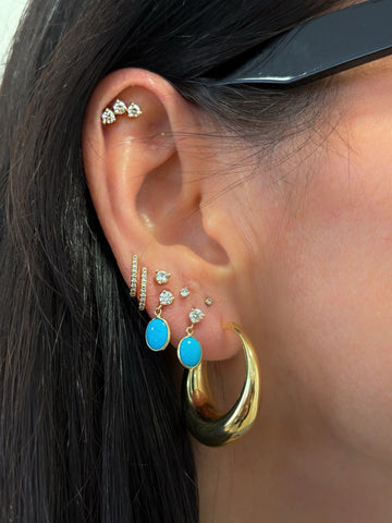 Diamond and Turquoise Dangle Stud Earrings