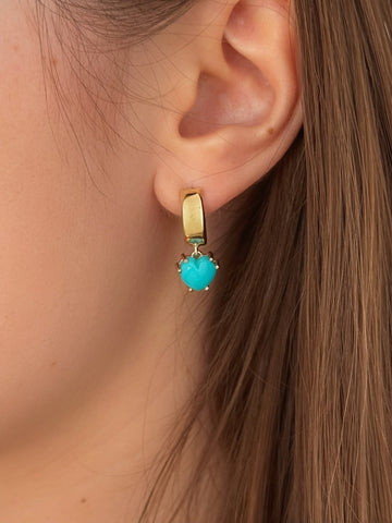 Mini Turquoise Heart Huggie Earrings