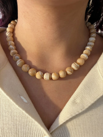 Large Mother of Pearl Beaded Necklace