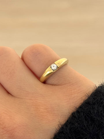 Domed Diamond Pinky Ring