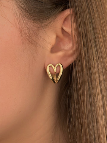 Open Heart Huggie Earrings