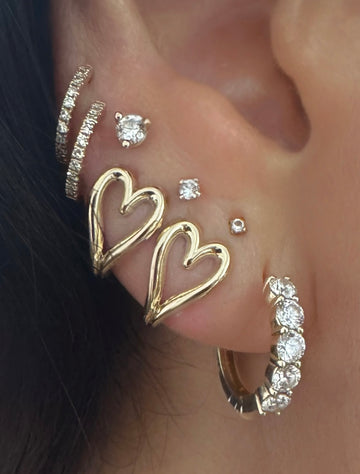 Mini Open Heart Huggie Earrings