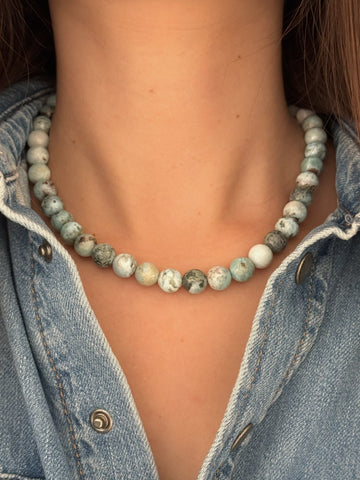 Large Mixed Turquoise Beaded Necklace