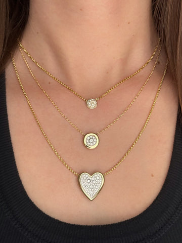 Large Diamond Mixed Pave Heart Necklace