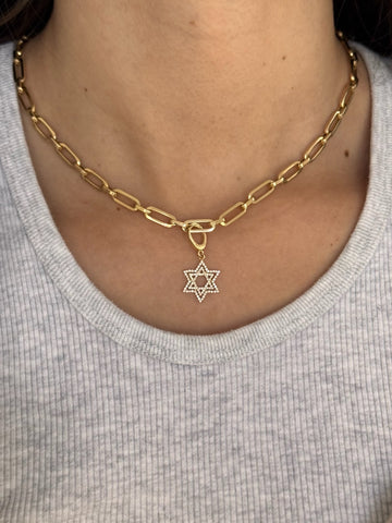 Mini Diamond Outline Star of David Charm