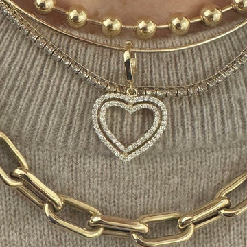 Diamond Outline Heart Charm