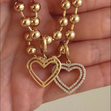 Diamond Outline Heart Charm