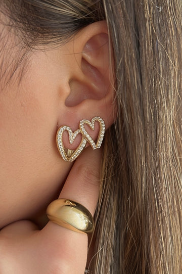 Diamond Open Heart Huggie Earrings