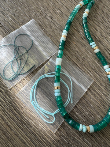 Green Agate and Larima Beaded Necklaces