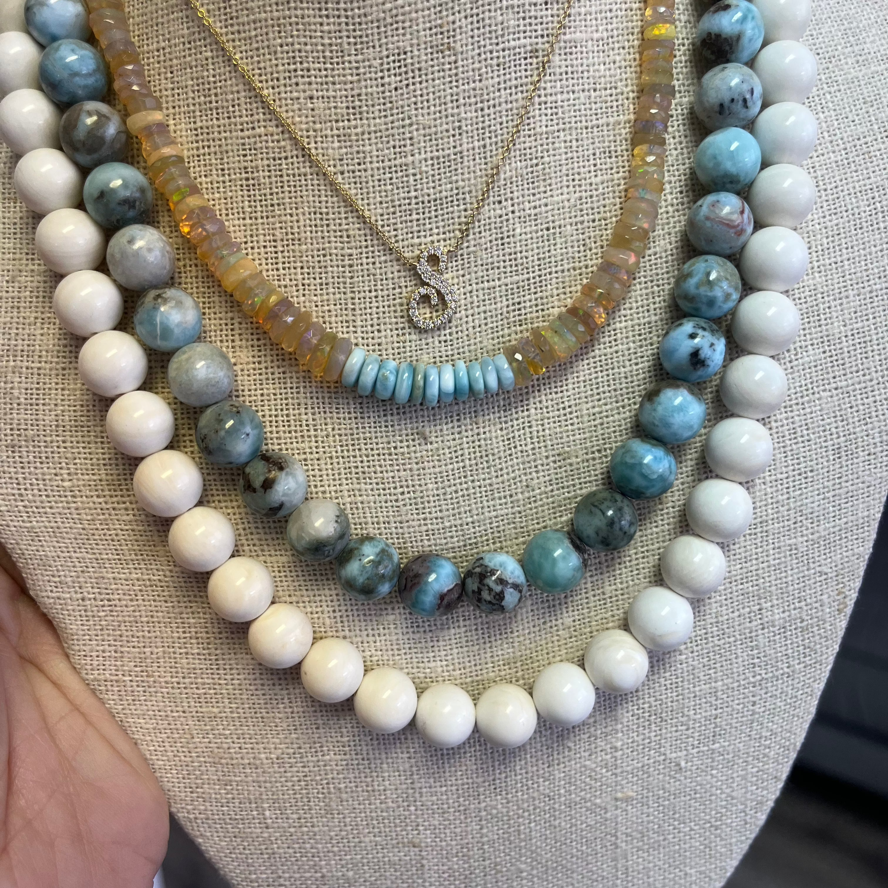 Large White Coral Beaded Necklace