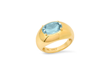 Oval Aquamarine Domed Ring