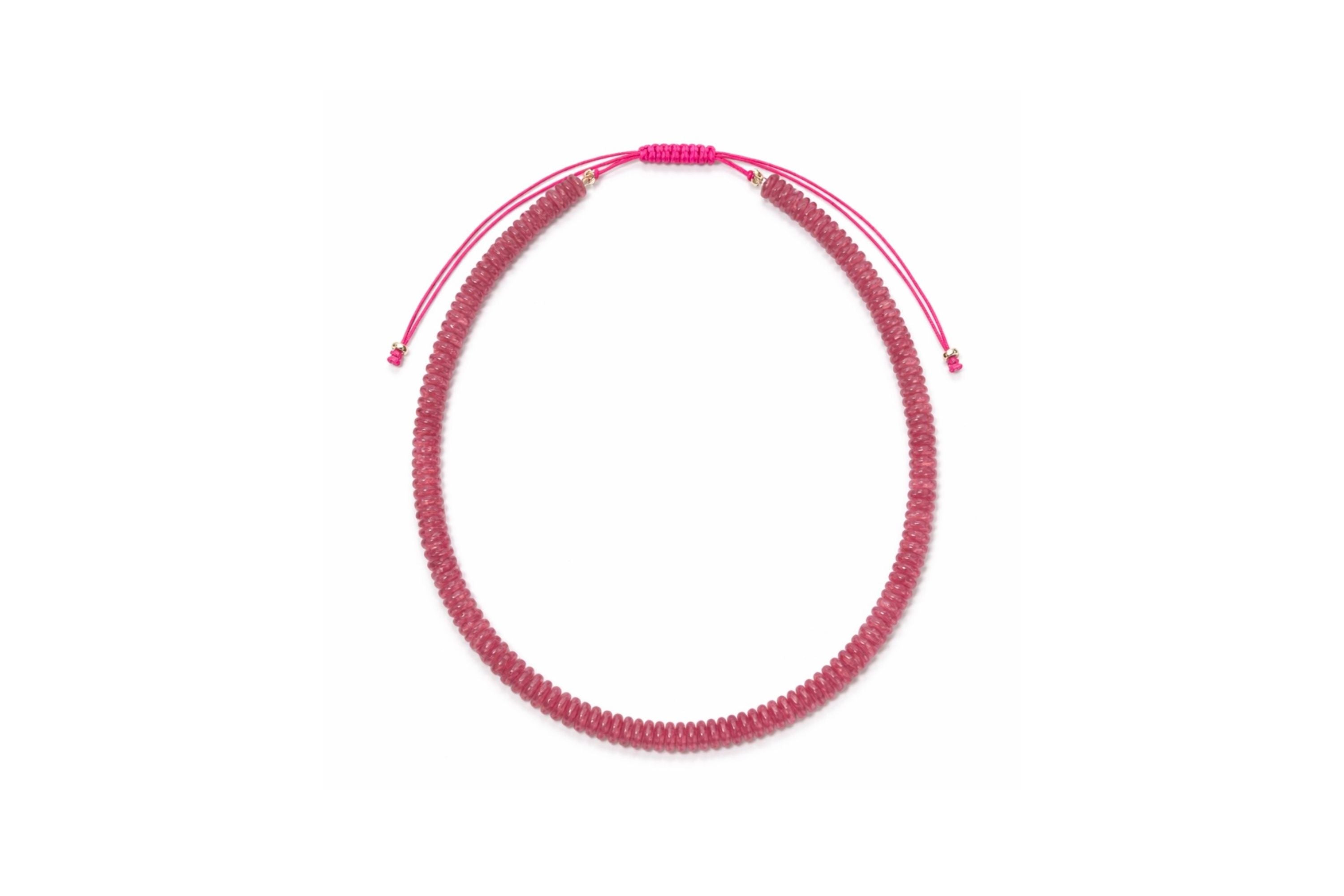Pink Jade Heishi Beaded Necklace