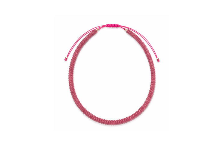 Pink Jade Heishi Beaded Necklace