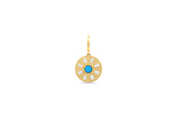 Turquoise Evil Eye With Baguette Ray Disc Charm