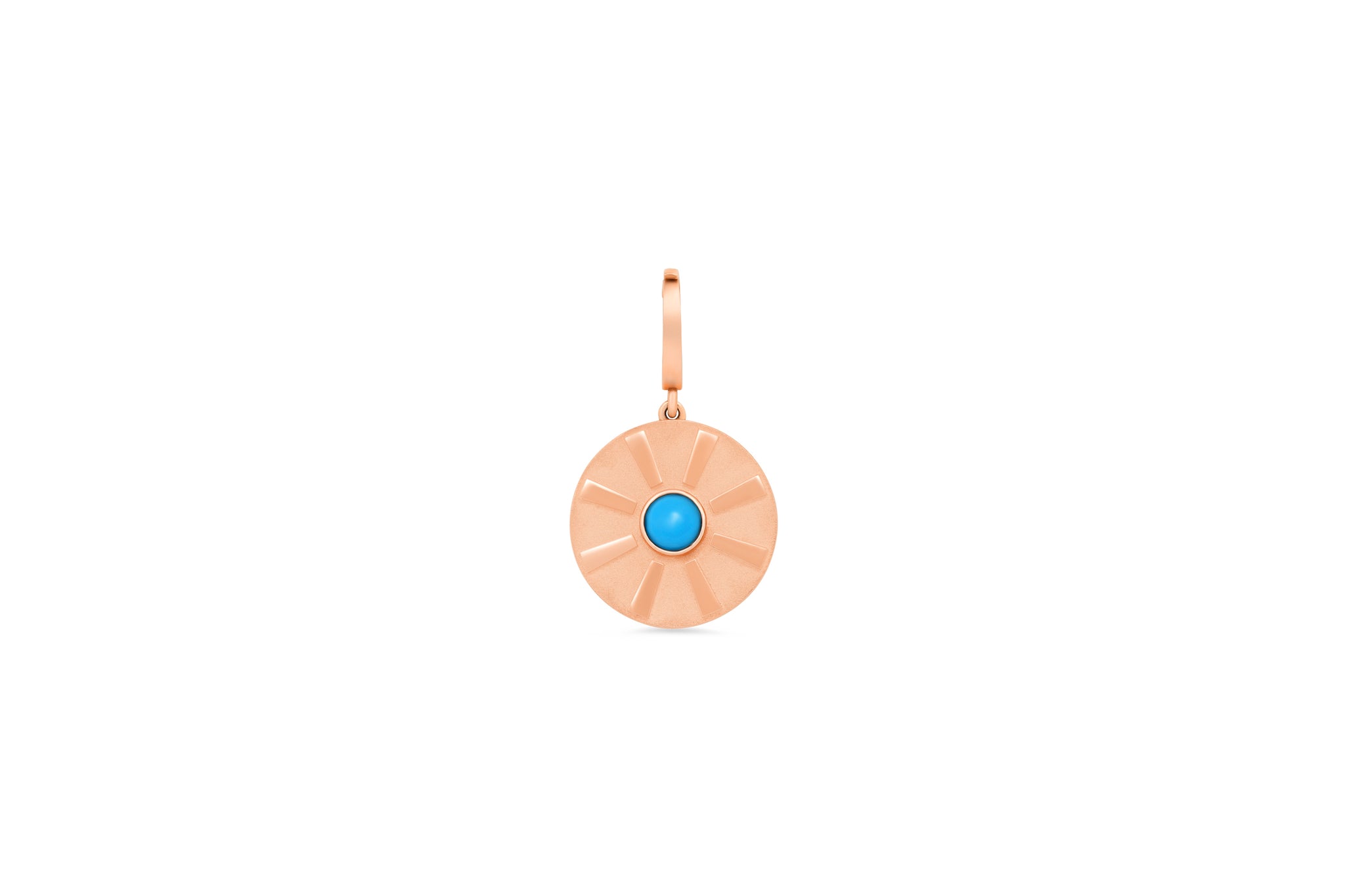 Turquoise Stone With Gold Rays Disc Charm