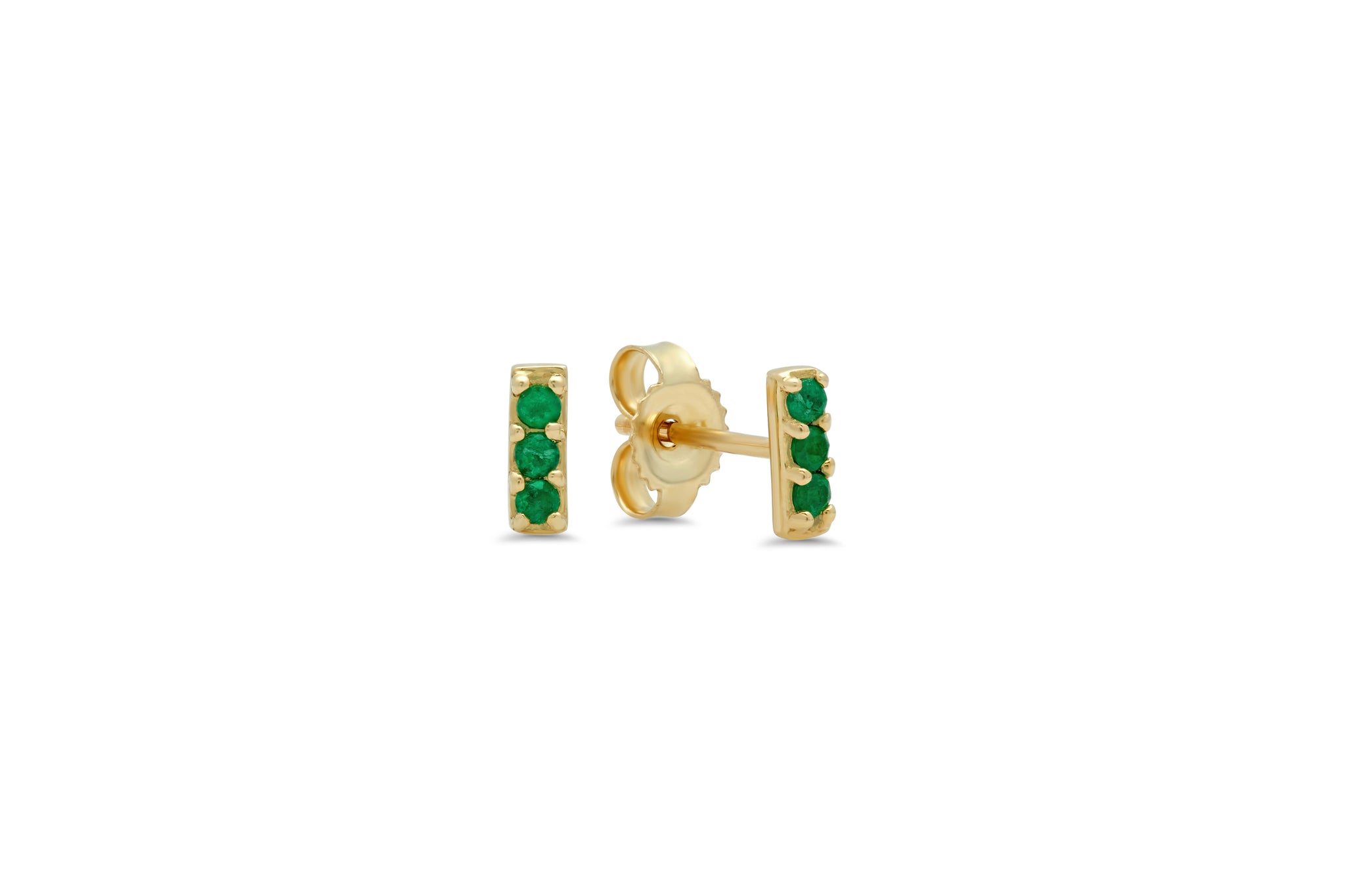 Emerald Bar Stud Earrings