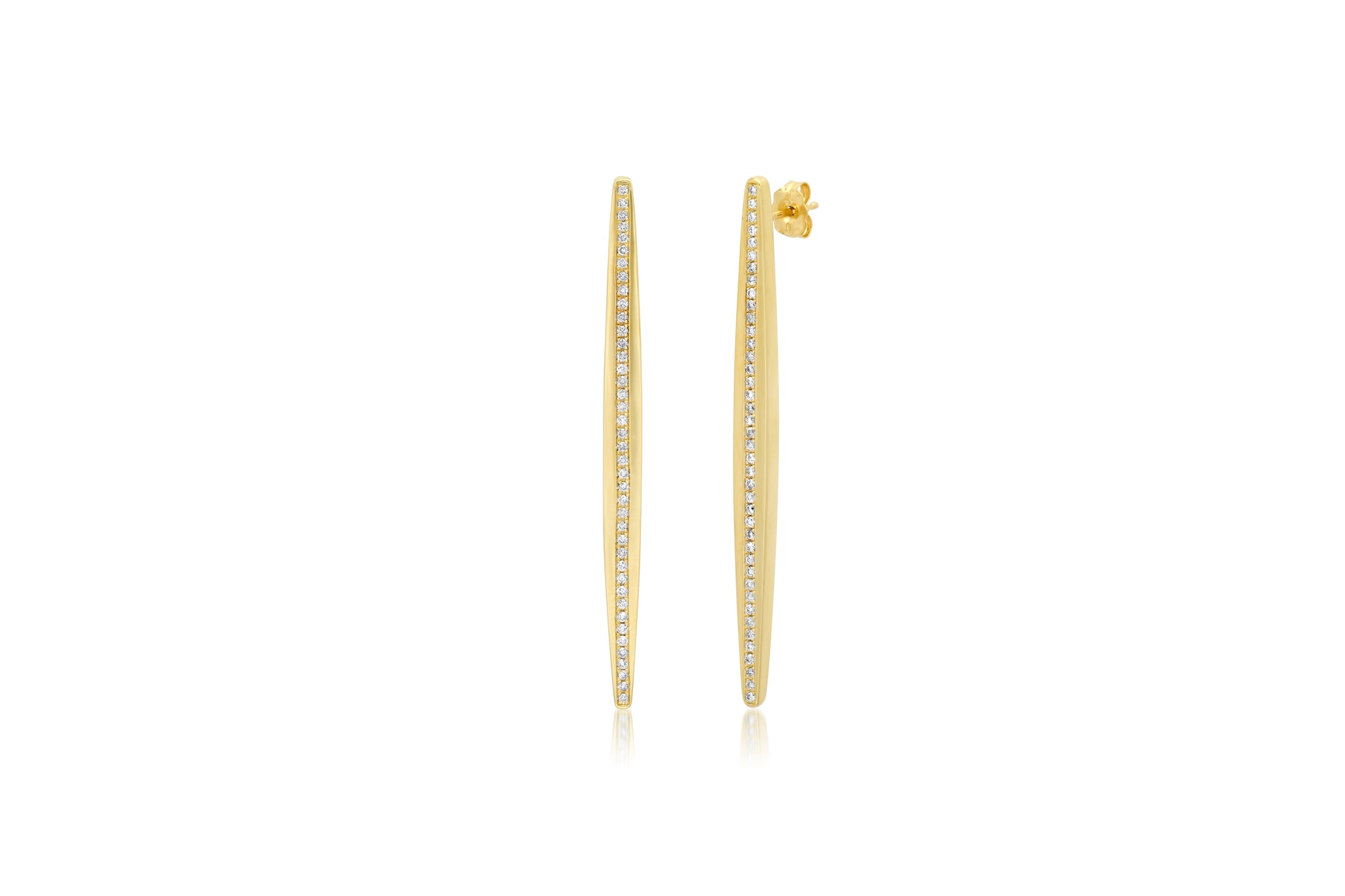 Large Pavé Diamond Stick Earrings