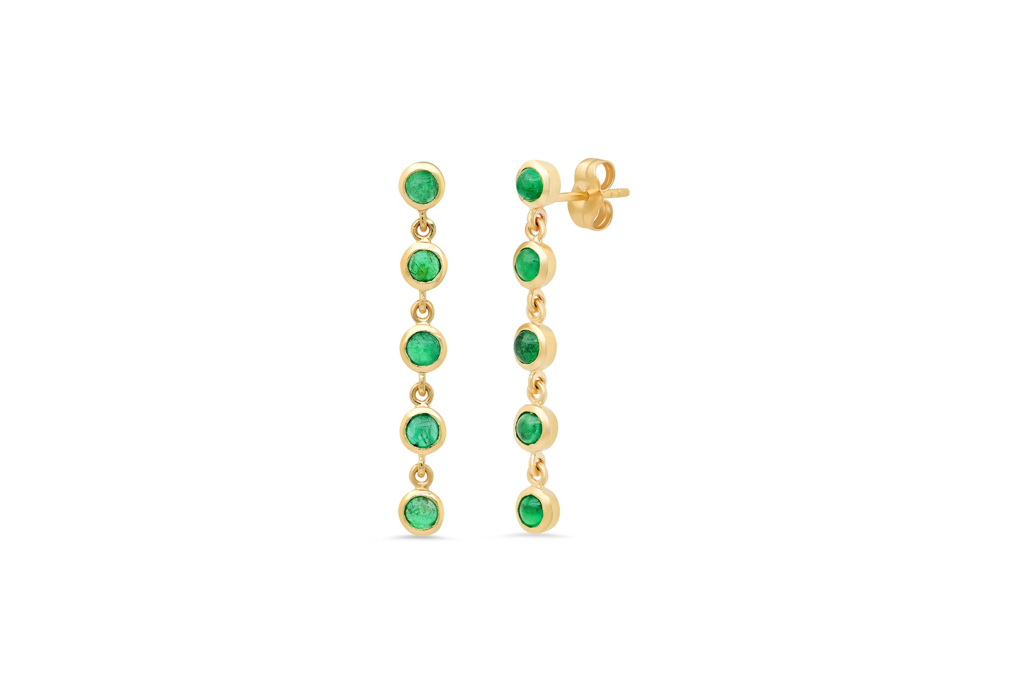5 Emerald Bezel Drop Earrings