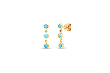 3 Turquoise Bezel Drop Earrings